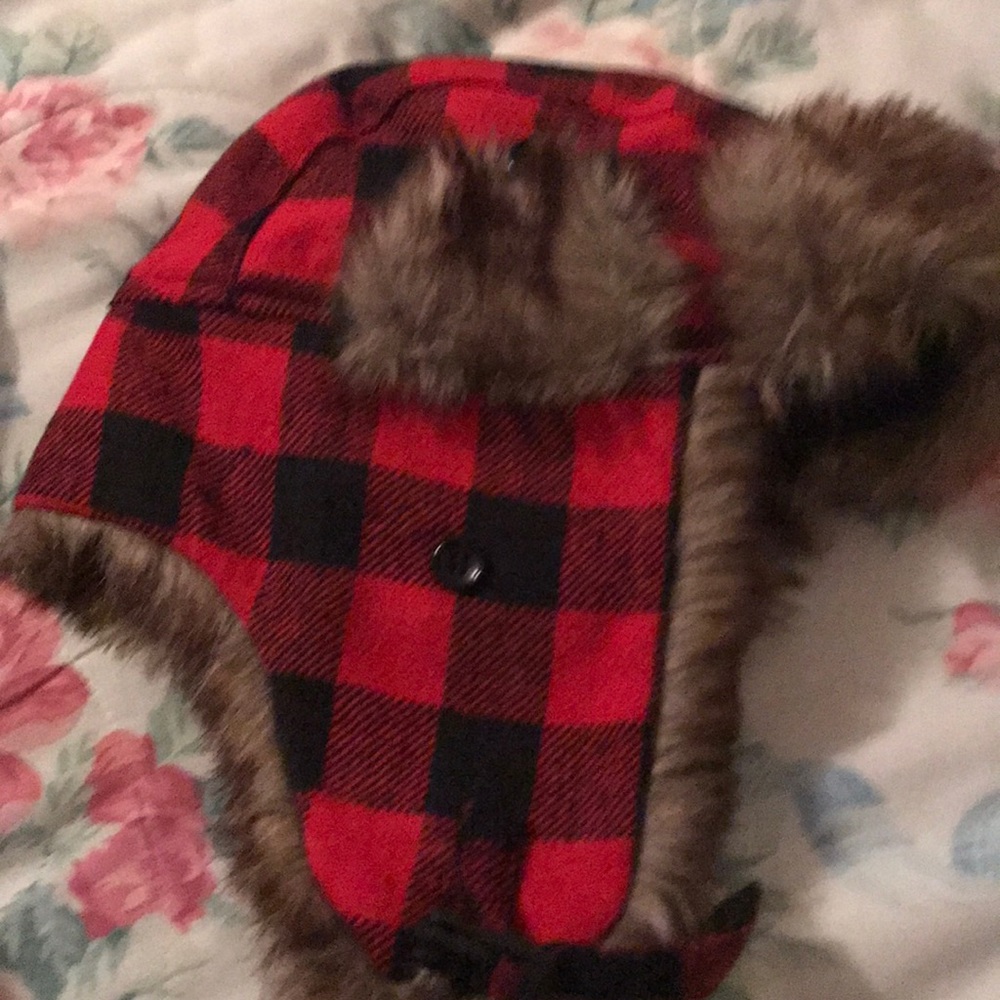 A faux fur hat